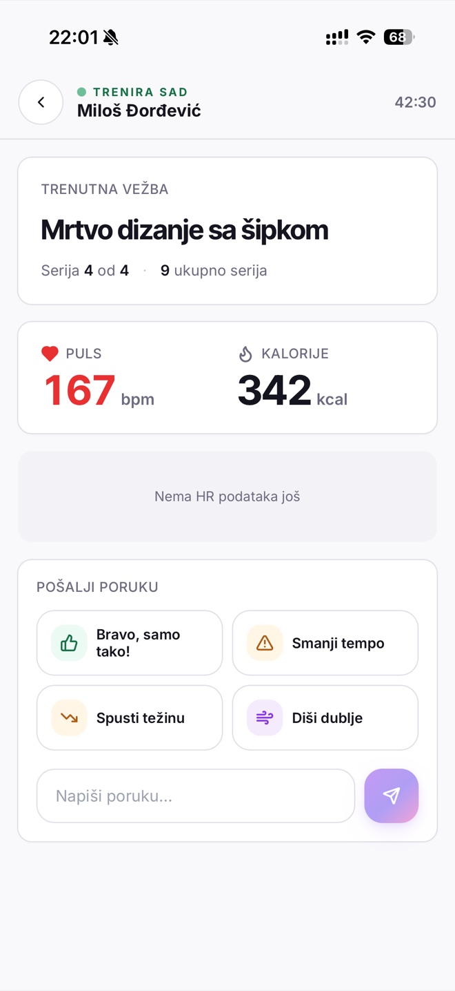 Brze poruke vežbaču tokom treninga